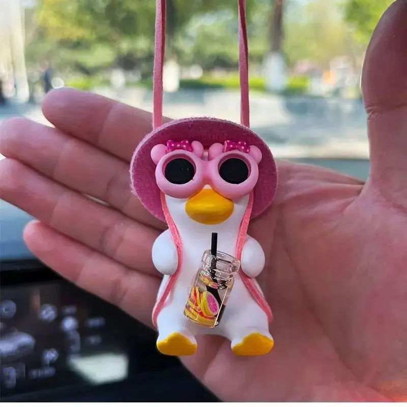 Cute Swinging Duck Design Car Ornament, Car Rearview Mirror Hanging Decoration, Car Interior Decoration Accessories for Women & Girls 8