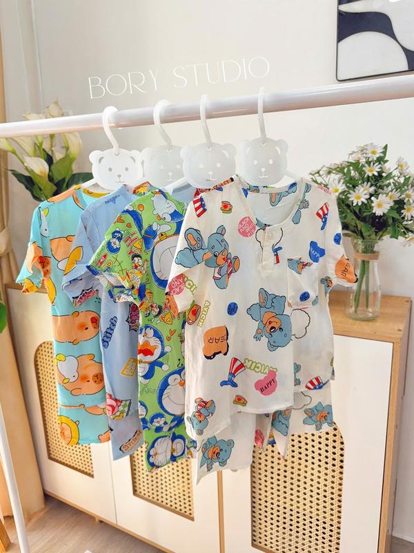 Đồ Bộ Bé Trai Tay Ngắn Quần Đùi Vải Tole Loại 1 Từ 7-38kg Mẫu Ngẫu Nhiên 1