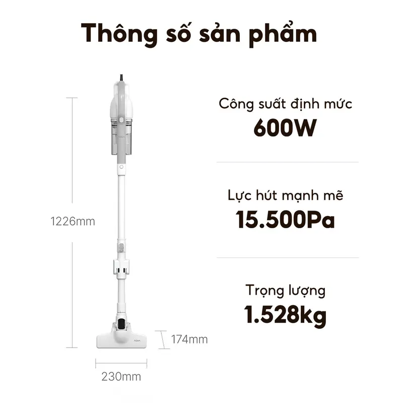 Máy hút bụi gập Aqua CCXL8R phiên bản đặc biệt đầu gập 90 độ, lực hút 15500Pa với 600W - Bảo hành 12 tháng Máy Hút Bụi Hút Bụi, máy hút bụi gia đình 8