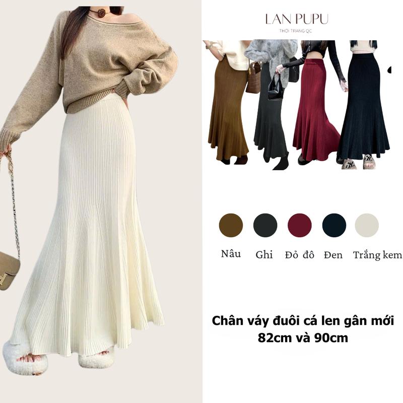   QC Loại 1  Chân váy len Đuôi Cá gân mới 2024 chất len gân mịn mềm mại nữ tính 82cm và 90cm C15 Women 