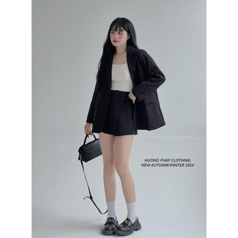  Set Áo Blazer Dài Tay Phối Quần Giả Chân Váy Dáng Chữ A Phong Cách Basic Douyin By HuongPhapClothing 