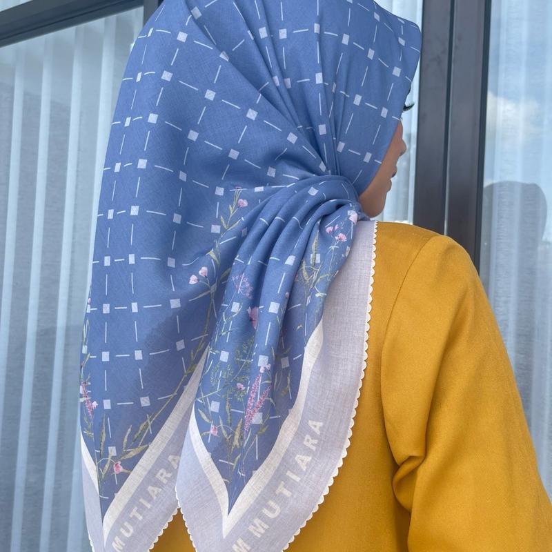 HIJAB jilbab kerudung wanita SEGI EMPAT MOTIF DM MUTIARA VOAL PREMIUM Lembut Muslim Square 3