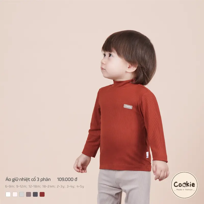 Combo 2 Áo Giữ Nhiệt Cổ 3 Phân Cookie Cho Bé, Size Từ 6-9m Đến 4-5y, Chất Liệu Tăm Lạnh áo  len 5