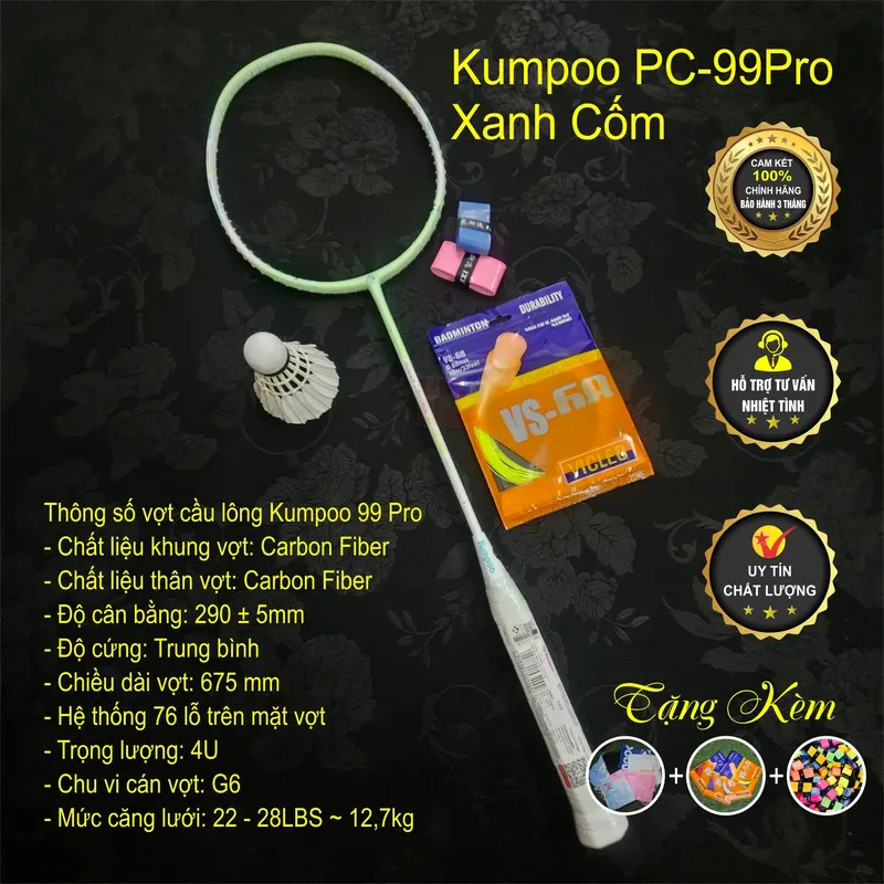 Vợt cầu lông Kumpoo PC99Pro nội địa (Căng sẵn Cước + Túi + Quấn cán) 5