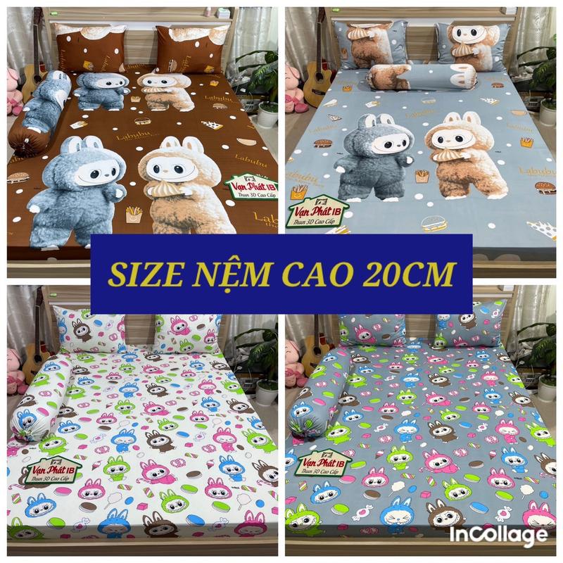 Tổng Hợp Nhiều Mẫu - Bộ Ga Thun Hàn Quốc ( 4 món ) 1 ga bo chun, 2 áo gối nằm, 1 áo gối ôm dây