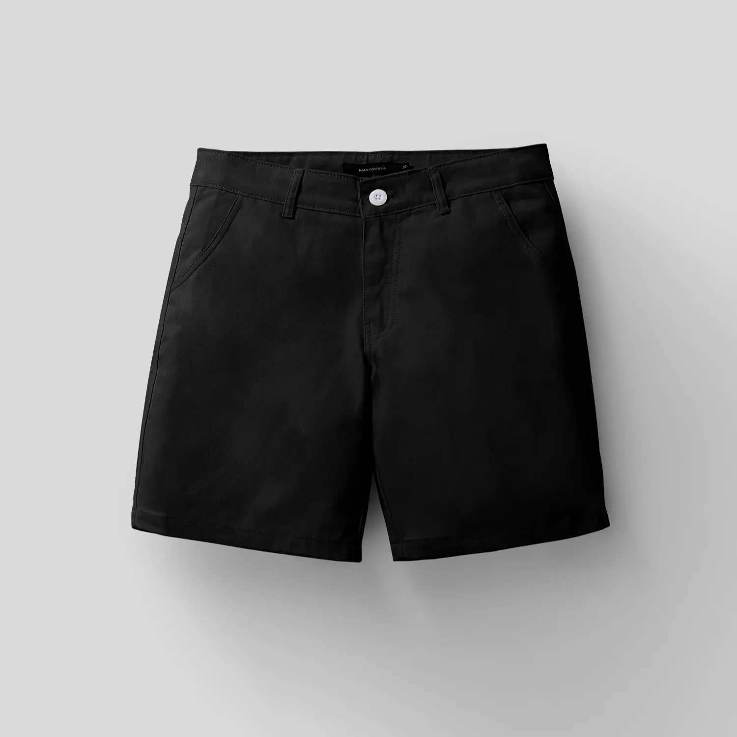 Kaza Indonesia - Celana Pendek Warna "Black" Basic Polos Santai Material Katun Twill Fit Body
