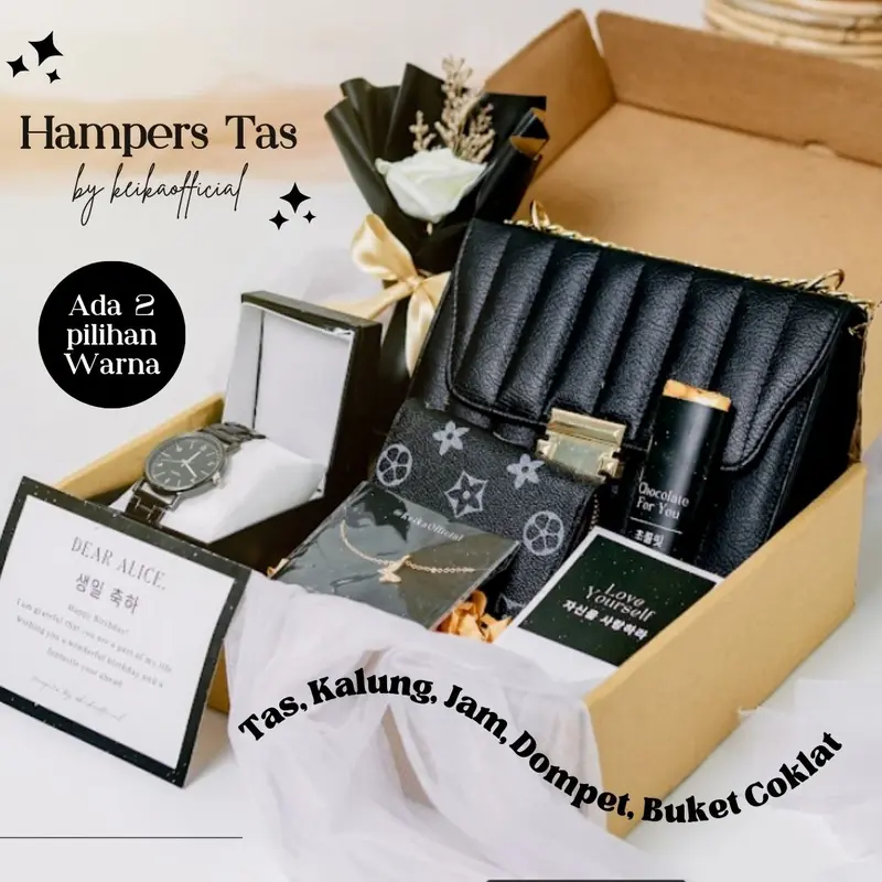 Hampers Tas Cewek | Kado Jam Dompet Tas Kalung Coklat Hitam Cream | Kado Ultah Hadiah Pacar Gift Wisuda Anniversary Anniv ulang tahun Tas slempang Slingbag Seserahan valentine murah 0