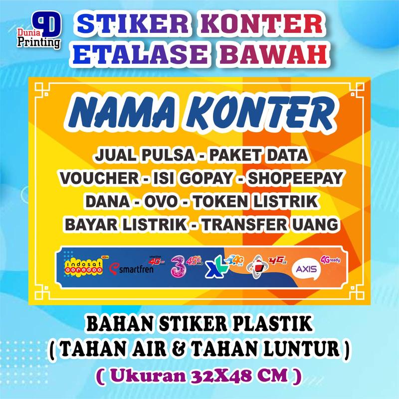 Stiker konter bawah etalase - POSTER TOKO - pakai nama kontermu sendiri- stiker anti air - tahan luntur - size 32x48 cm 3