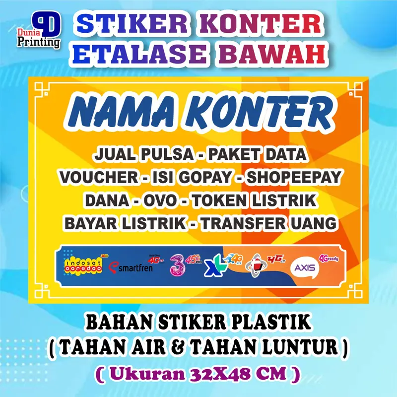 Stiker konter bawah etalase - POSTER TOKO - pakai nama kontermu sendiri- stiker anti air - tahan luntur - size 32x48 cm 3