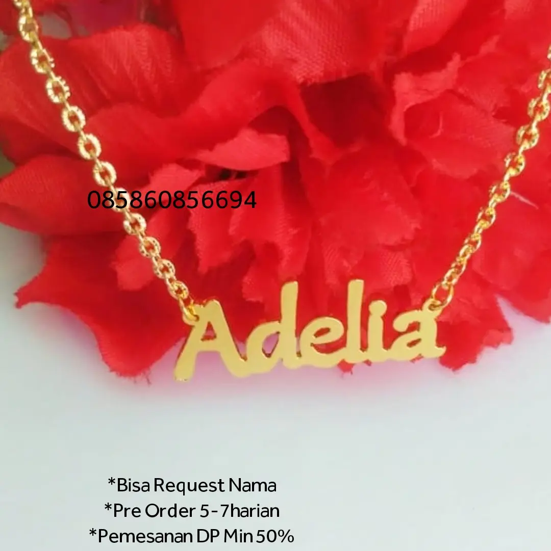 Kalung Titanium Ukir Nama Polos kulit perhiasan