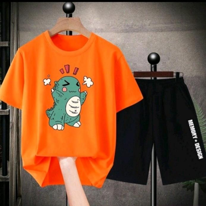 Đồ Bộ Đùi Nam Nữ In Hình Khủng Long Memory Design Chất Thun Mè Co Giãn Thoải Mái Size Từ 30-75kg Áo Quần