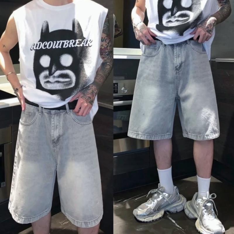 Quần Short Jean Qua Gối Ống Rộng - Quần Lững Ống Rộng Mr Smile 99 Shop QN036 Nam Menswear