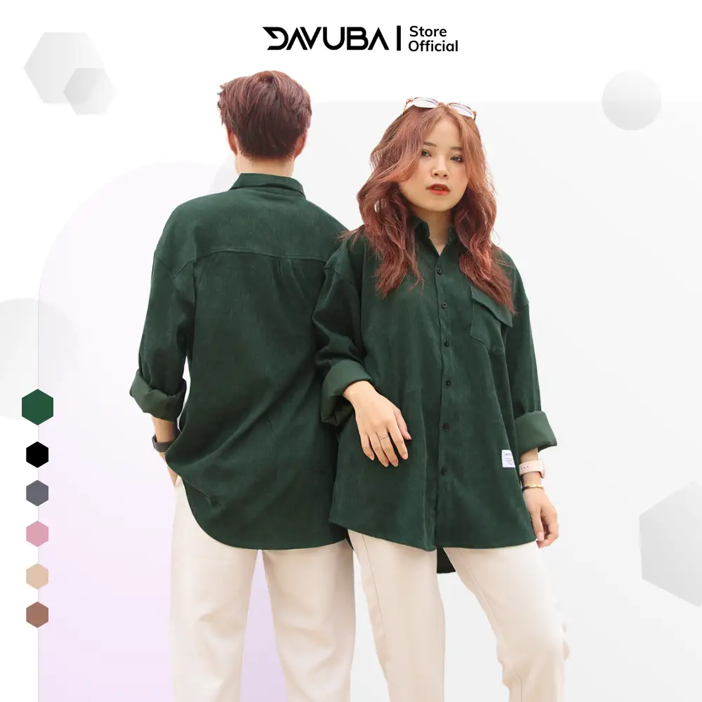 [Sold Out] Áo sơ mi tay dài nam nữ dáng rộng chất vải nhung tăm DAVUBA SM004 Menswear Shirt