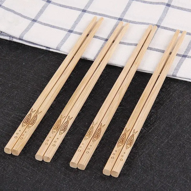 Set 10 Đôi Đũa Gỗ Tre Khắc Họa Tiết Đẹp Mắt   dùng trong nhà bếp cặp đồ ăn bạc đũa  đen nĩa 2 nhôm 1