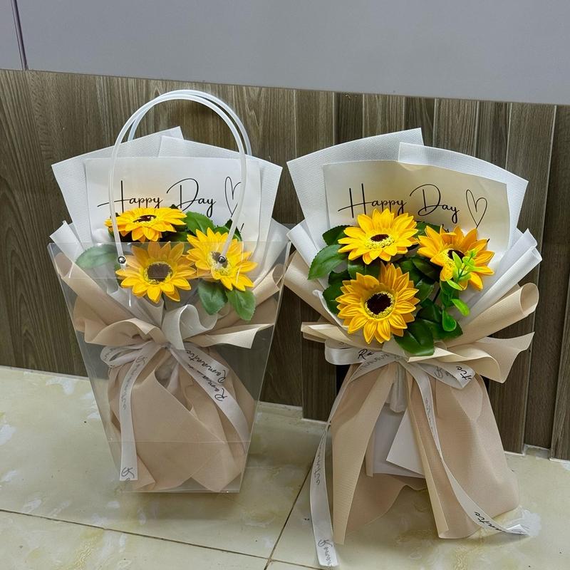 Bó 3 bông hoa sáp hướng dương Decor Decor Phòng Decor Bàn bó  hoa 5
