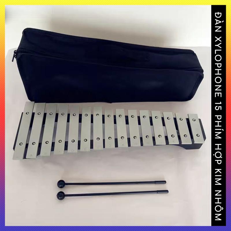 Đàn Xylophone 15 phím QUYNHLEMO hợp kim nhôm đen trắng, Bộ nhạc cụ Glockenspiel 15 Note cho bé trai, bé gái phát triển âm nhạc Toy Đồ Chơi Phát Nhạc