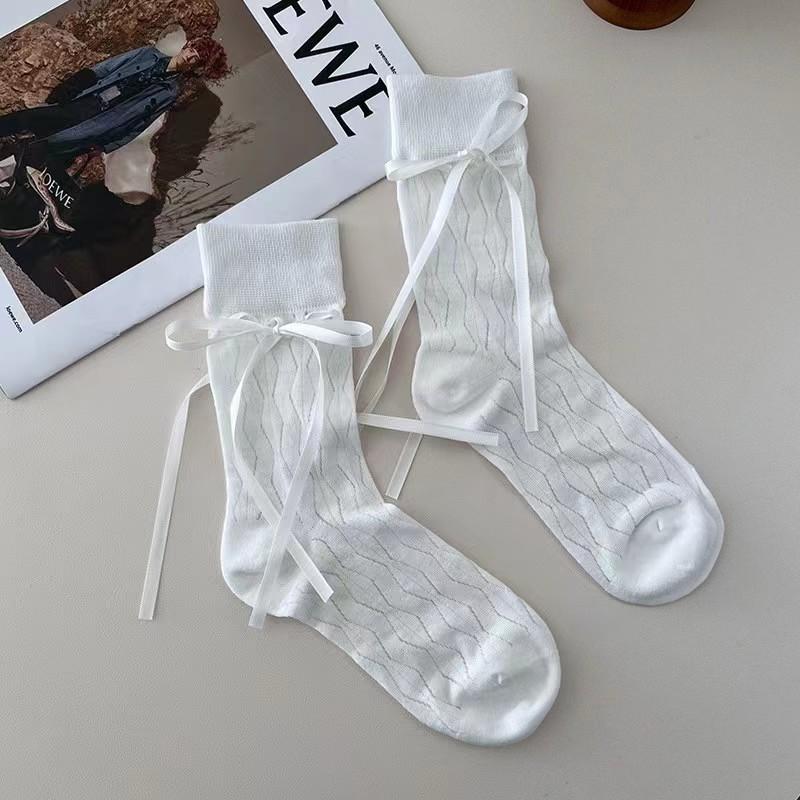 Tất vớ Lolita nữ sinh đính nớ tự buộc chất liệu cotton mỏng phù hợp mùa hè TN200 4