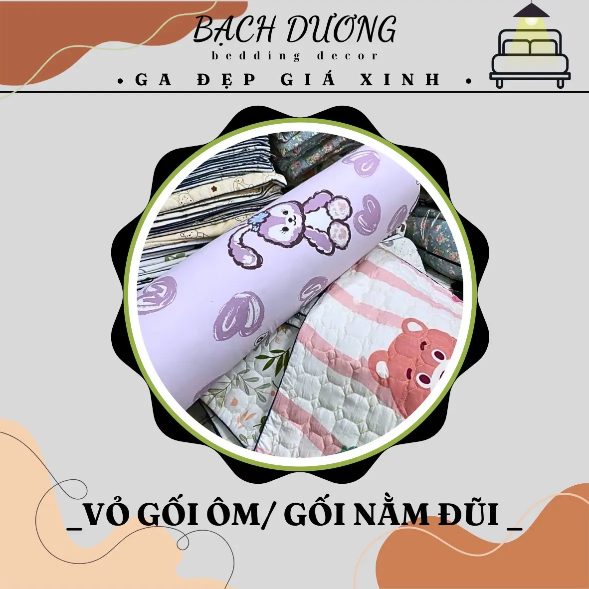 VỎ ÔM, VỎ GỐI NẰM COTTON ĐŨI mềm mịn
