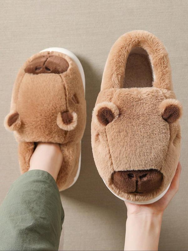 Men's Cute Cartoon Design Plush Slippers, Casual Soft Comfortable Home Slippers, Warm Slippers for Indoor & Outdoor Use for Winter, Footwear 4