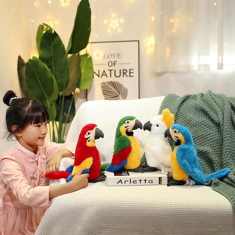 Product Introduction of 25CM Lifelike Bright Colorful Parrot Plush Toys Soft Simulation Wild Animals Stuffed Bird Doll Children Kids Gift Home Decor 15
