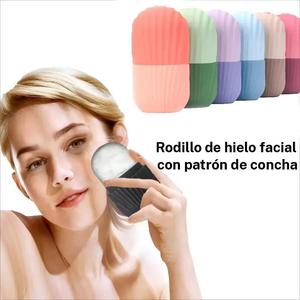 Rodillo Facial de Hielo con Patrón de Concha Reutilizable Molde de Hielo Rápido Tubo de Hielo para Masaje de Cuello y Cuerpo