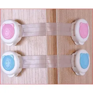 PENGAMAN ELASTIS PINTU LEMARI LACI BENING MOTIF BULAT BERUANG SMILE