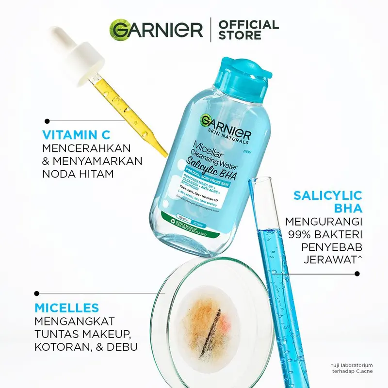 [BUY 2 GET 3] Garnier Micellar Water - BEST SELLER (Pink, Rose, Vitamin C, Blue, Biphase) 400 ml - Twin Pack - Make Up Remover - Pembersih Wajah - Kulit Jerawat Acne Brightening Glowing 6