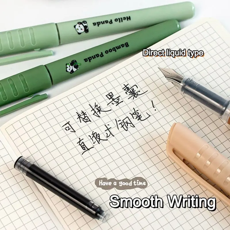 Bút Máy Capibara Đầu EF Dễ Thương, Bộ 4 Cái, Mực Có Thể Thay Thế, Mực Đen, Mực Khô Nhanh, Bút Máy Có Thể Nạp Lại Thích Hợp Để Học Tập, Đồ Trang Trí 3