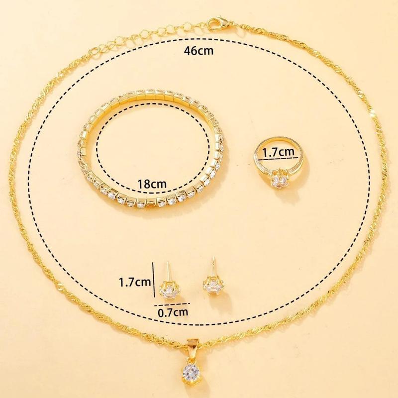 Bộ Đồng Hồ Nữ, 5 Chiếc, Kèm Bông Tai, Vòng Cổ, Vòng Tay Và Nhẫn, Thiết Kế Hình Bướm Độc Đáo Mới, Dây Thép, Đồng Hồ 6