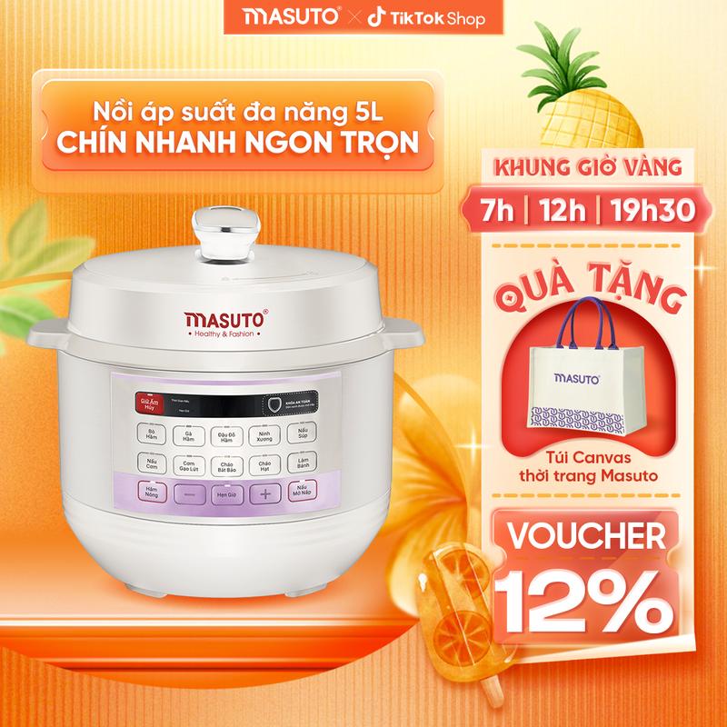 [SALE MỪNG ĐẠI LỄ] 100 xuất tặng túi - Nồi cơm điện áp suất 5L Masuto- Bestseller - 10 chức năng nấu- chế độ nấu mở nắp riêng biệt Nấu Cơm Cooker Chuyên Nấu Ăn Nấu Cơm