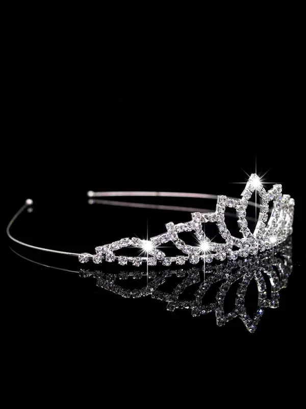 Rhinestone Crown for Wedding Bridesmaid Pageant Party Flower Girl Tiara Headdress, Elegant Temperament Crown 3