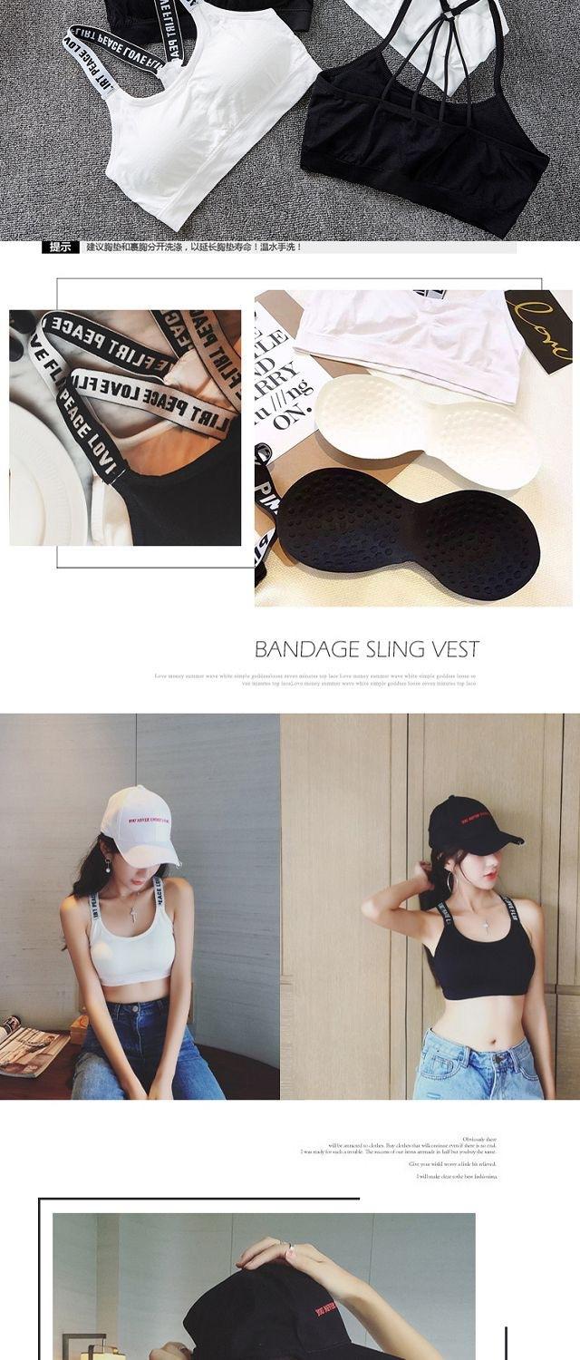Product Introduction of Beautiful back sports underwear wrap letters with parachute bustier type bra girls without steel ring bra bra pads 2