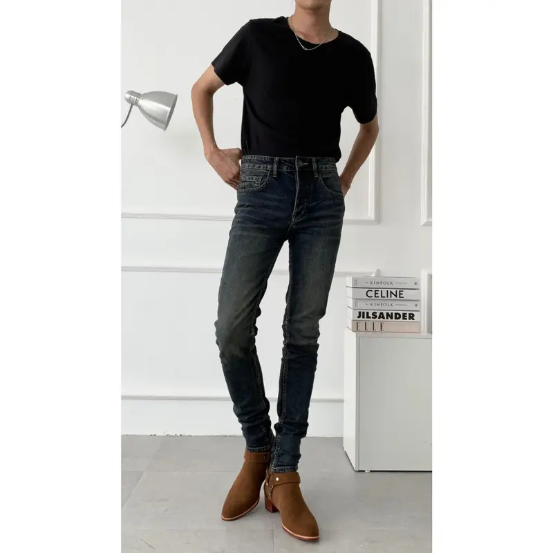 Quần Skinny Jeans Nam Nhập khẩu cao cấp | Dirty Blue Skinny Jeans Menswear Jeans 7