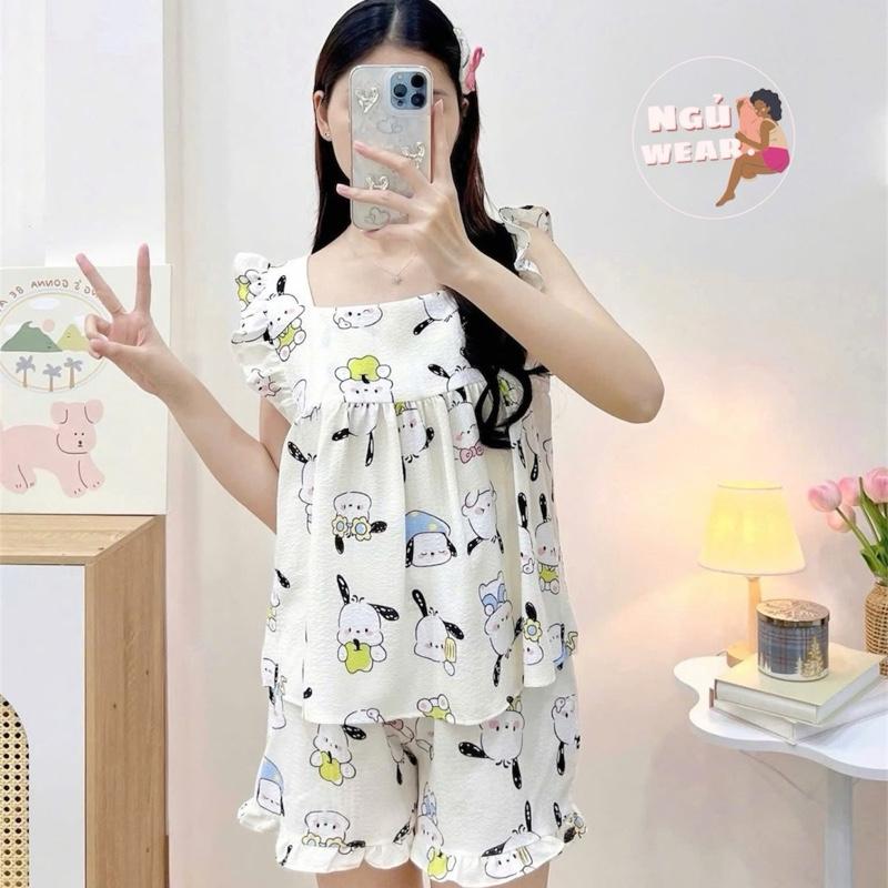 Set Đũi Xốp Cánh Tiên Quần Ngắn In Hình Dễ Thương 4