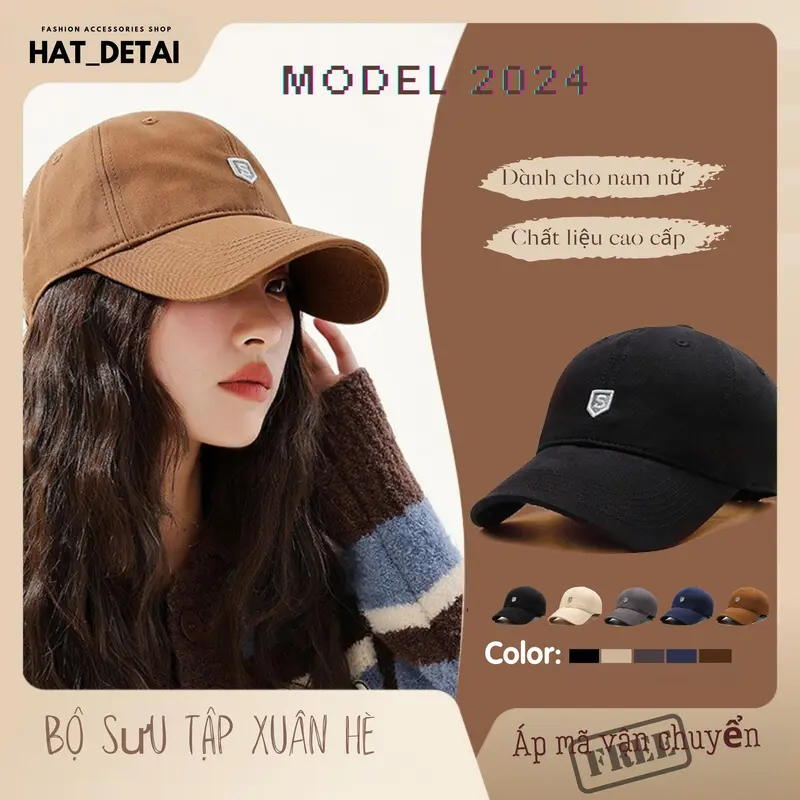 Mũ, Nón Lưỡi Trai Nữ, Thêu Chữ Nổi Cao Cấp, Mẫu Mũ Lưỡi Trai Cotton Unisex Mới 0