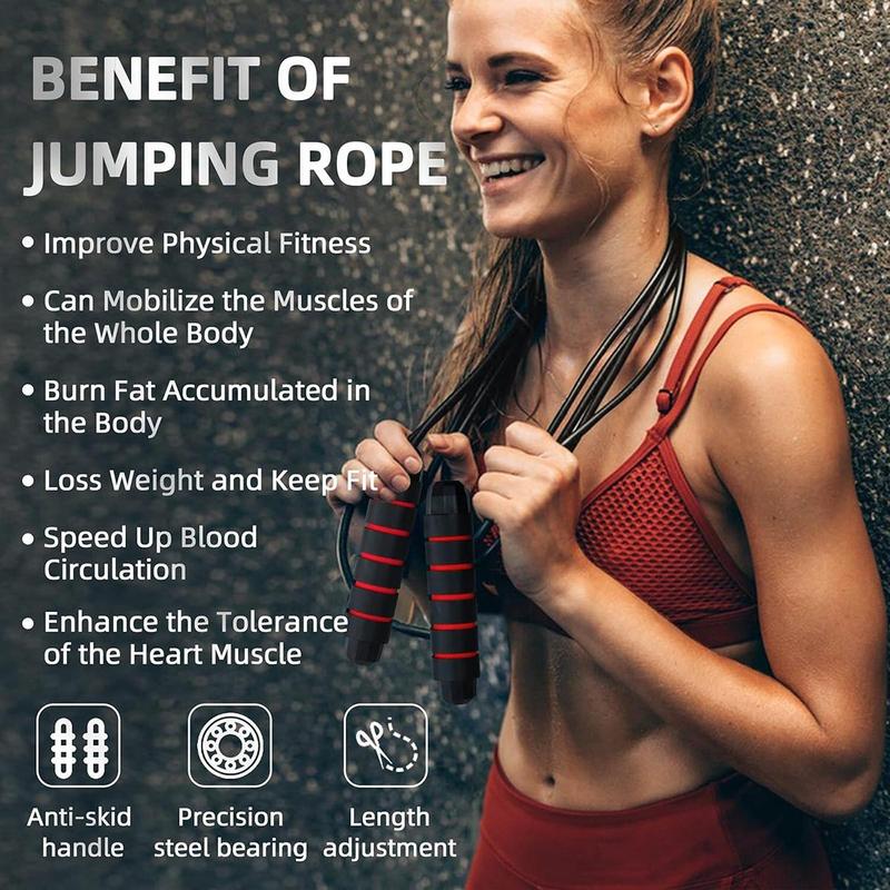Product Introduction of Weighted Jump Rope, 1 Count Adjustable Skipping Rope with Memory Foam Handles, Fitness Equipment for Home Gym Workout 2