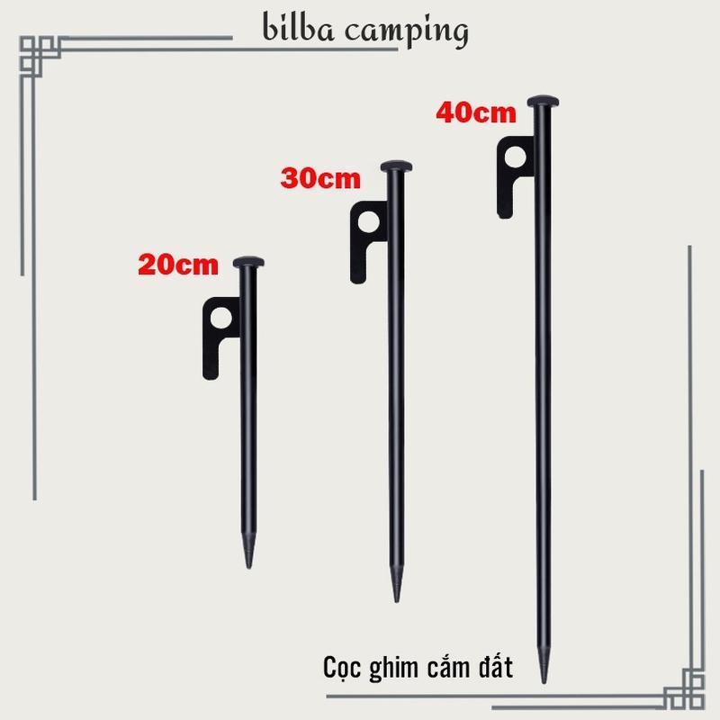 Set 4 Cọc đinh neo dựng lều cắm trại dài 20cm/ 30cm/ 40cm thép carbon, đinh ghim cắm đất dựng lều dã ngoại - Billba camping