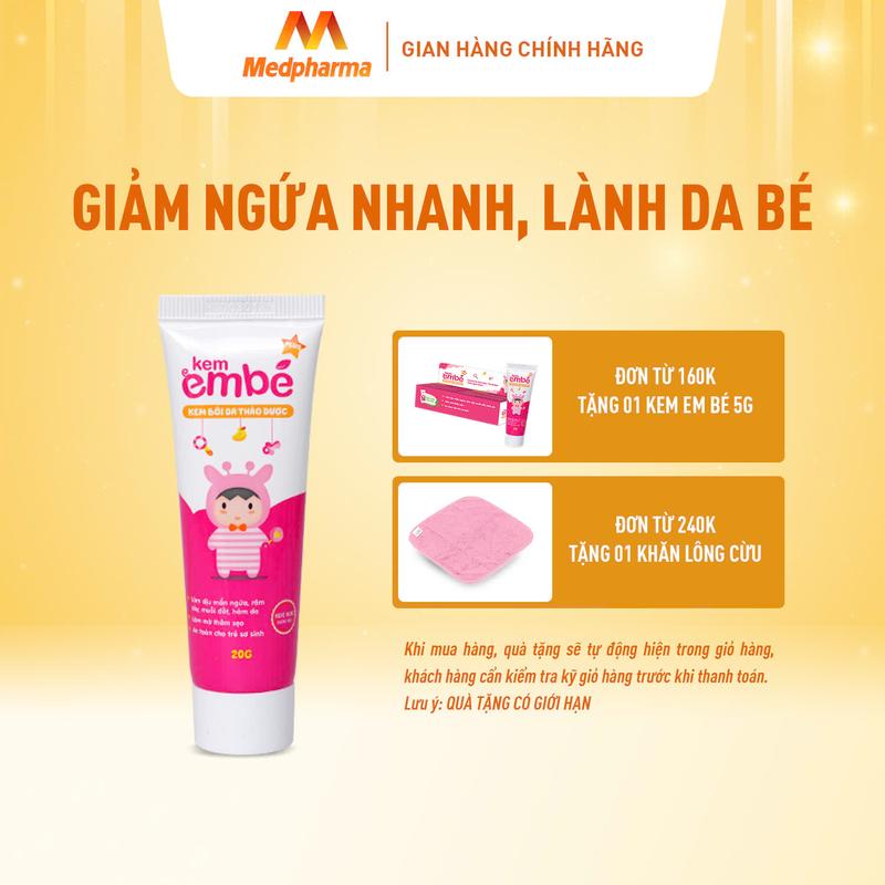Kem Em Bé Plus - Kem bôi da thảo dược cho bé khi bị rôm sảy, mẩn ngứa, muỗi đốt, hăm da, côn trùng cắn. Giảm mẩn ngứa, ngừa thâm sẹo (Tuýp 20g)