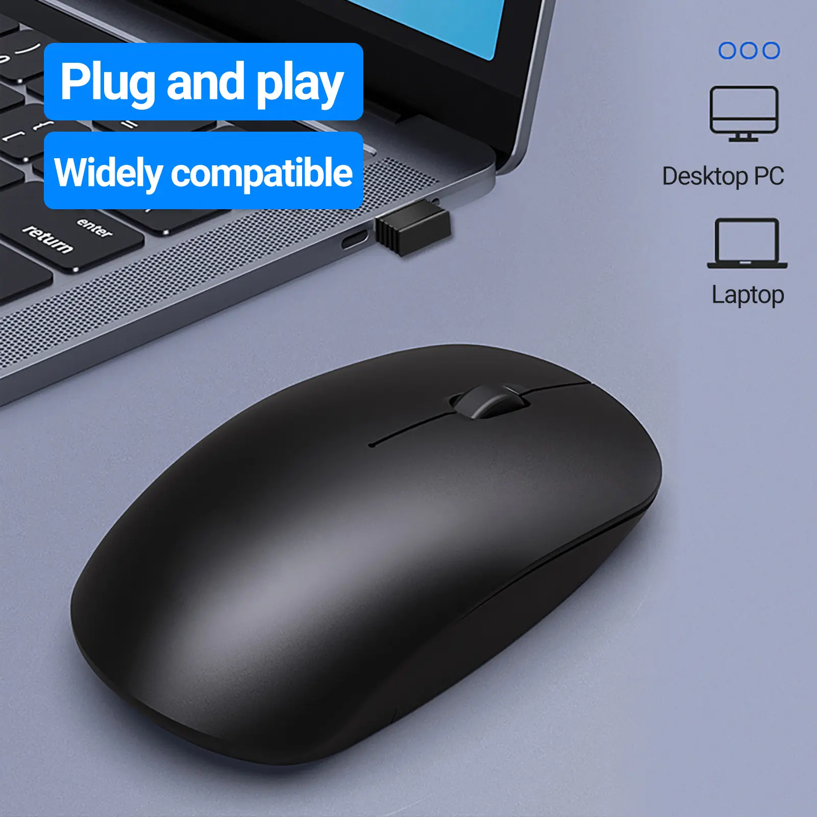 Wireless Mouse Battery Powered Silent Wide Compatibility 2.4Ghz Computer Mouse for Windows