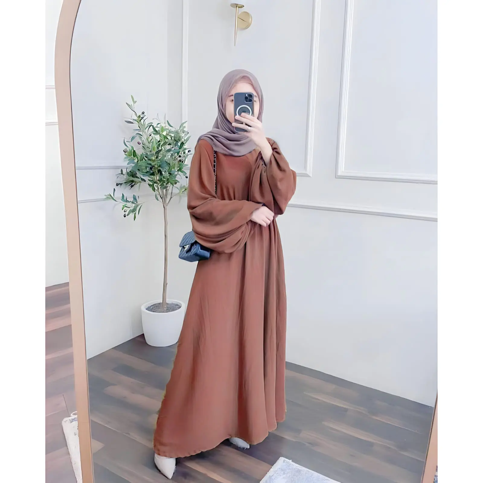 Gamis putih simple elegan AVRIST DRESS murah  Bahan CRINKLE PREMIUM HQ Gamis muslimah Mewah
