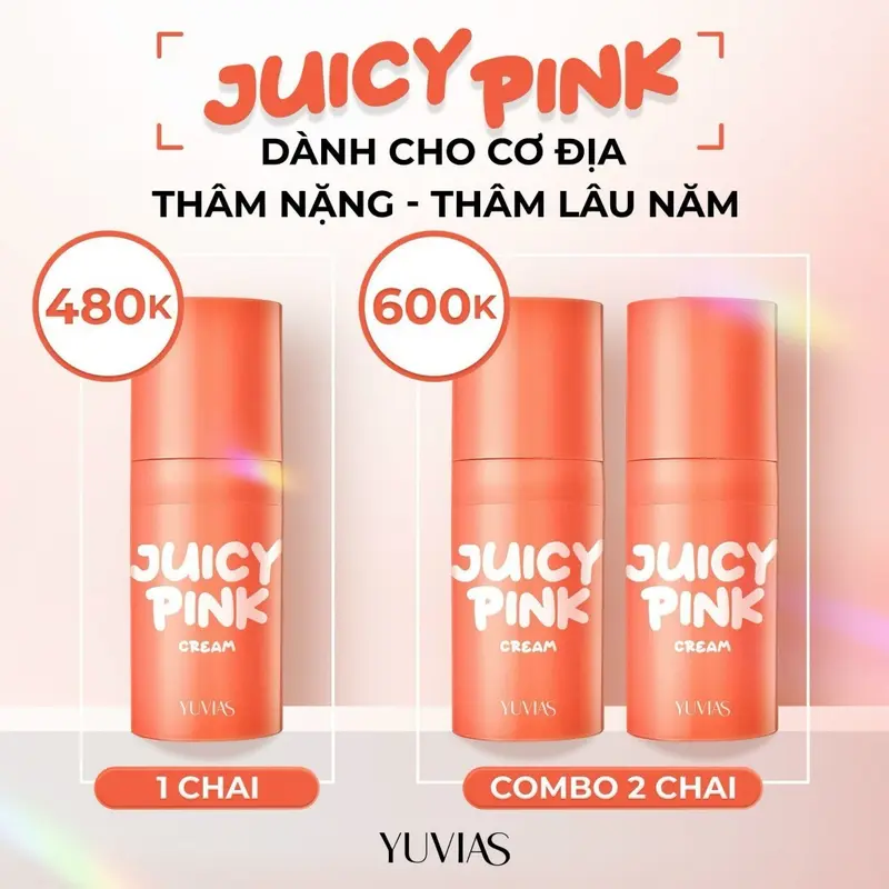 ( Mau moi) Kem làm hồng ti, hồng nhũ hoa, bikini, dưỡng ẩm, mềm ti JUICY PINK, dung tích 5gr - YUVIAS, che tên sp 4