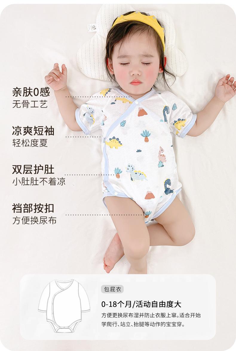 Product Introduction of เด็กทารก Onesie แขนสั้น, ชุดนอนฤดูร้อนบาง, ชุดจั๊มสูทเด็ก, ชุดรอมเปอร์สามเหลี่ยม, เหมาะสำหรับทารกแรกเกิด, เสื้อผ้า 2