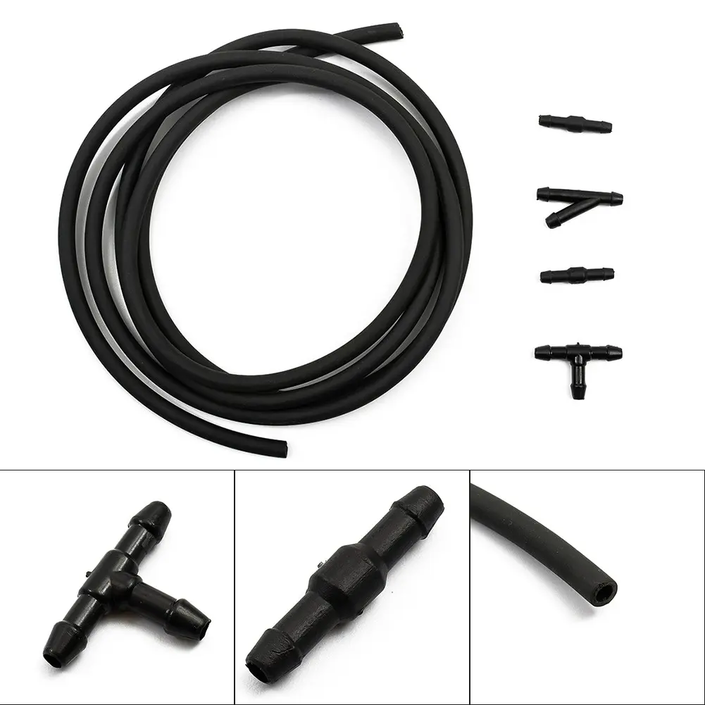 2M Windshield Wiper Washer Spray Hose With Connector  for TY For Nozzle Pump Black