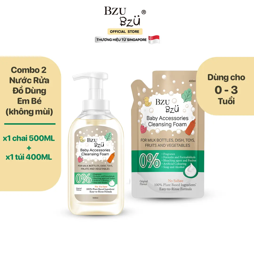 Quà Tặng Không Bán - Nước Rửa Bình Sữa Và Đồ Dùng Em Bé BZU BZU