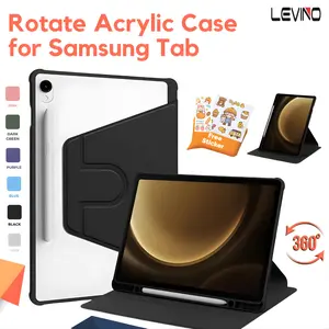 LEVINO Casing Compatible for Samsung Tab A9 A9 Plus S7/S8 Plus S7/S8 FE Plus Tab A8 S6 Lite Smart Magnetic Case Support Auto Lock 360 Rotation Acrylic