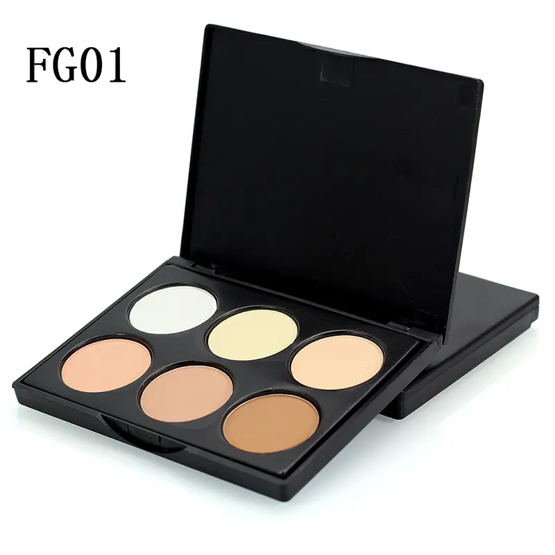 6 color foundation make-up face phosphor palette, corrector contour face powder, waterproof contour foundation make-up brightening and repairing plate