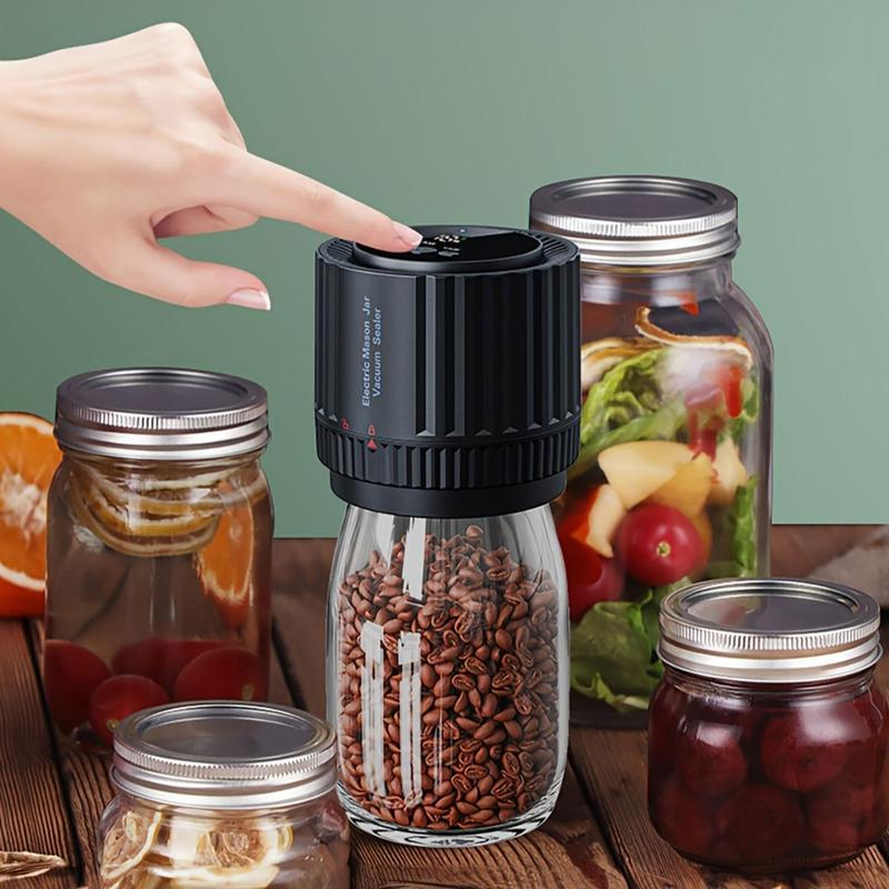 Electric Mason Jar Vacuum Sealer, USB Rechargeable Household Vacuum Sealer, Sealing Machine with 5 Counts 2.76inch Lid & 5 Counts 3.39inch Lid 2