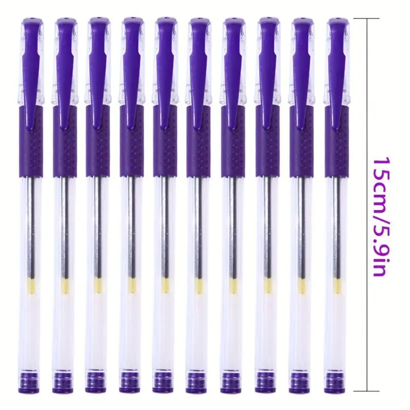 0.5mm Purple Ink Ballpoint Pen, 10pcs/set Quick Drying Ballpoint Pen, Lightweight Plastic Design Writing Pen for Office, School & Signature 1