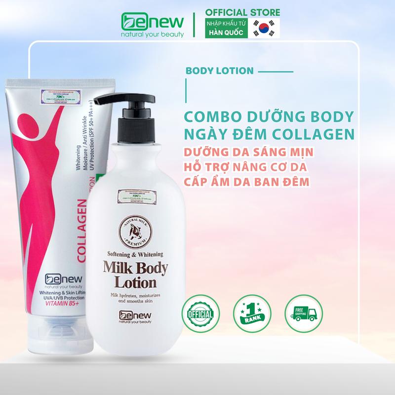 BENEW Combo Dưỡng Thể Ngày Đêm Cấp Ẩm, Chống Nắng, Dưỡng Da - BENEW Body Lotion Nữ Dưỡng Body Whitening Skincare Collagen Làm Đẹp Da Women Kem Body