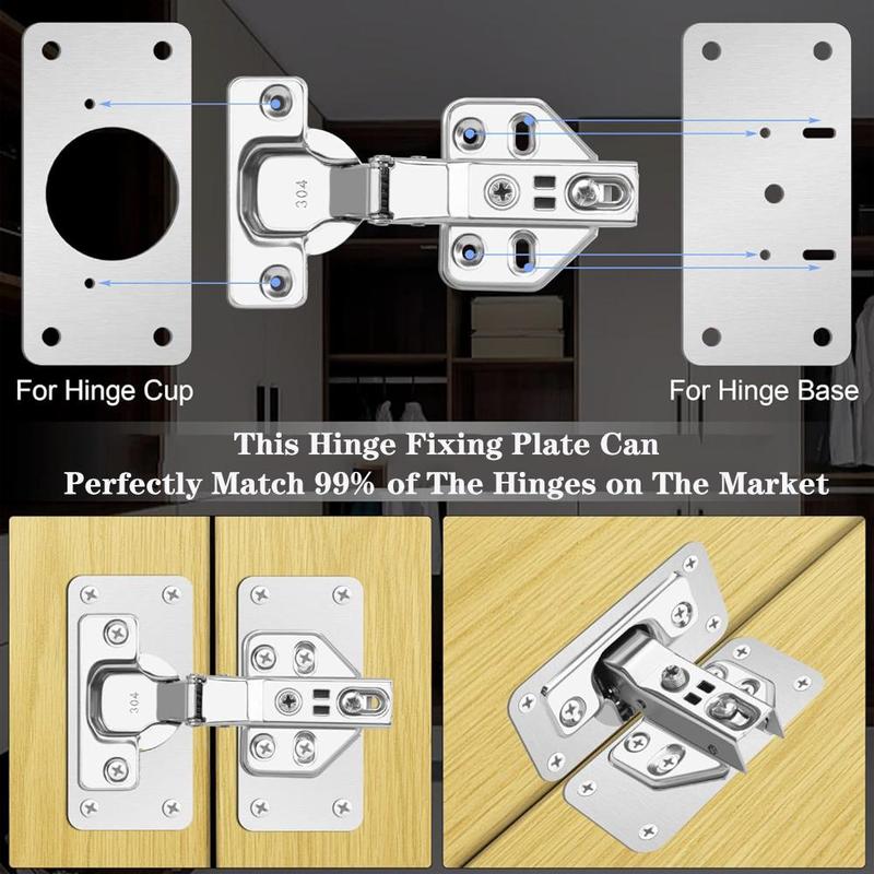 Product Introduction of Cabinet Door Hinge Repair Plate, Kitchen Cabinet Door Lock, Cabinet Door Hinge Repair Bracket with Screws, Door Hardware Accessories 2